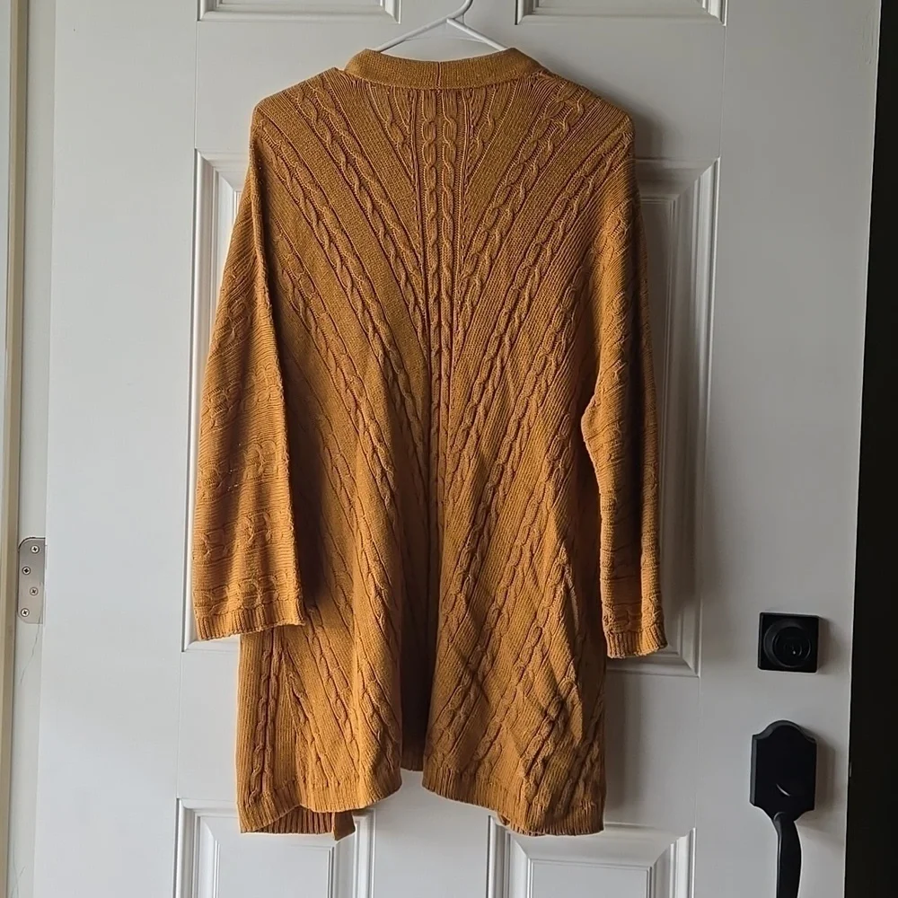 J. Jill Cable Knit Long Line Cardigan Sweater